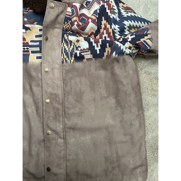 Unbranded Men's XL Aztec Southwestern Full Zip Snap Jacket Fleece Lined Coat - Picture 5 of 8
